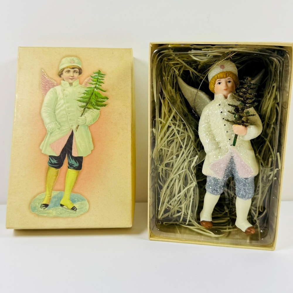 Vintage Style Angel Boy Christmas Ornament New in Box Costco Victorian Cherub